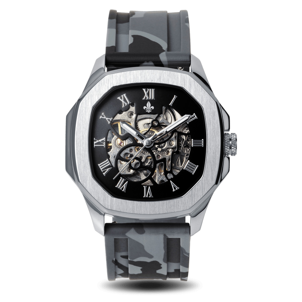 The Avalon Silver + Grey Camo Strap