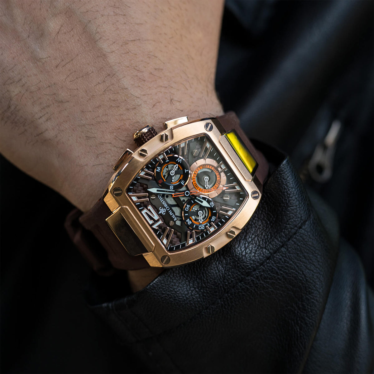The Intrepid Sport Gilded Brown watch detail shot