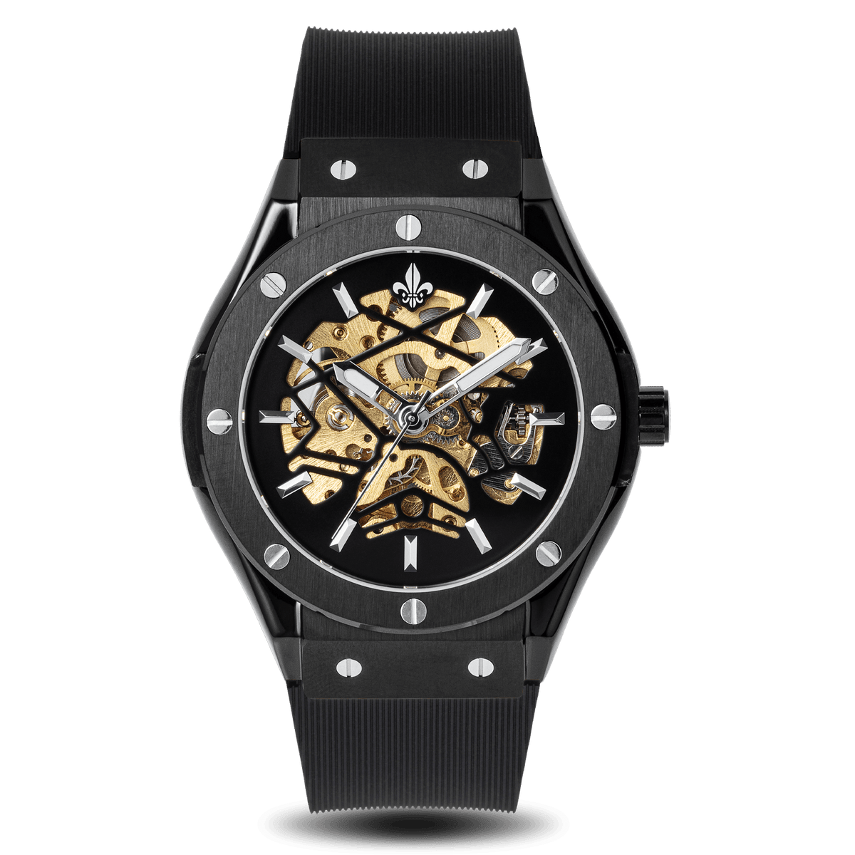 Prague Skeleton Automatic Deluxe - Black + Black Link Strap