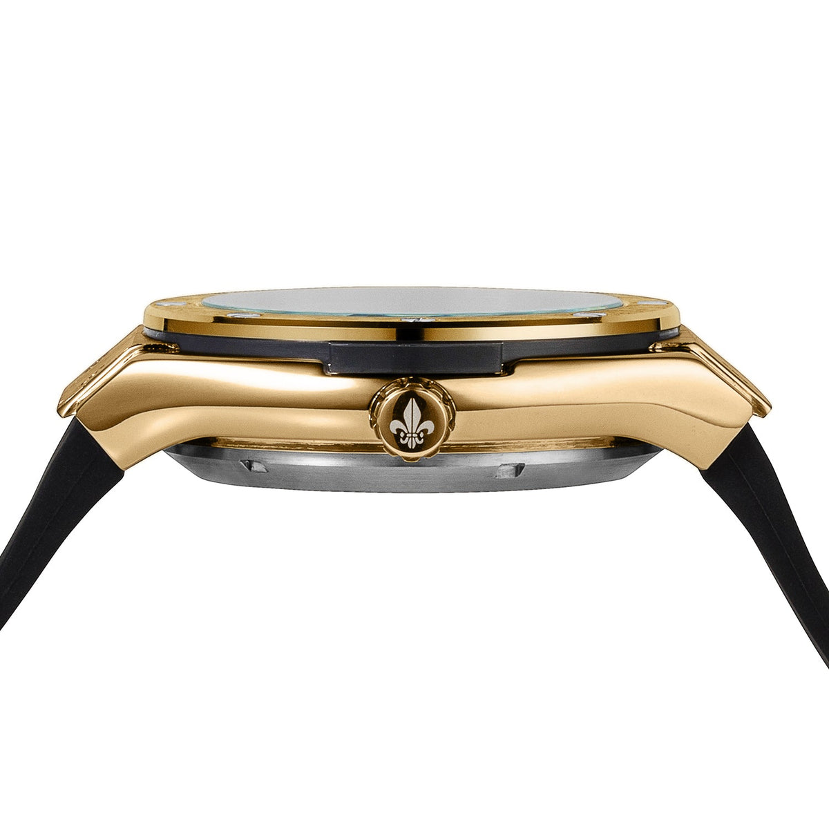 Prague Skeleton Automatic Deluxe Gold watch side view