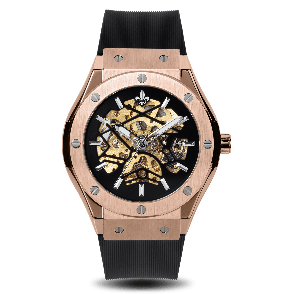 Prague Skeleton Automatic Deluxe - Rose Gold + Rose Gold Link Strap