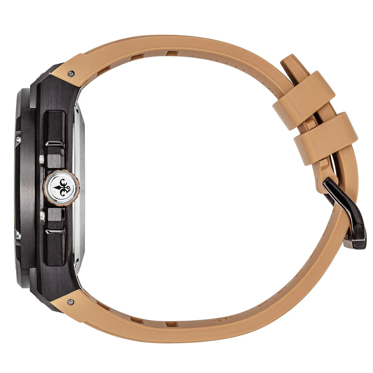 The Apex Chrono Desert Tan watch side view