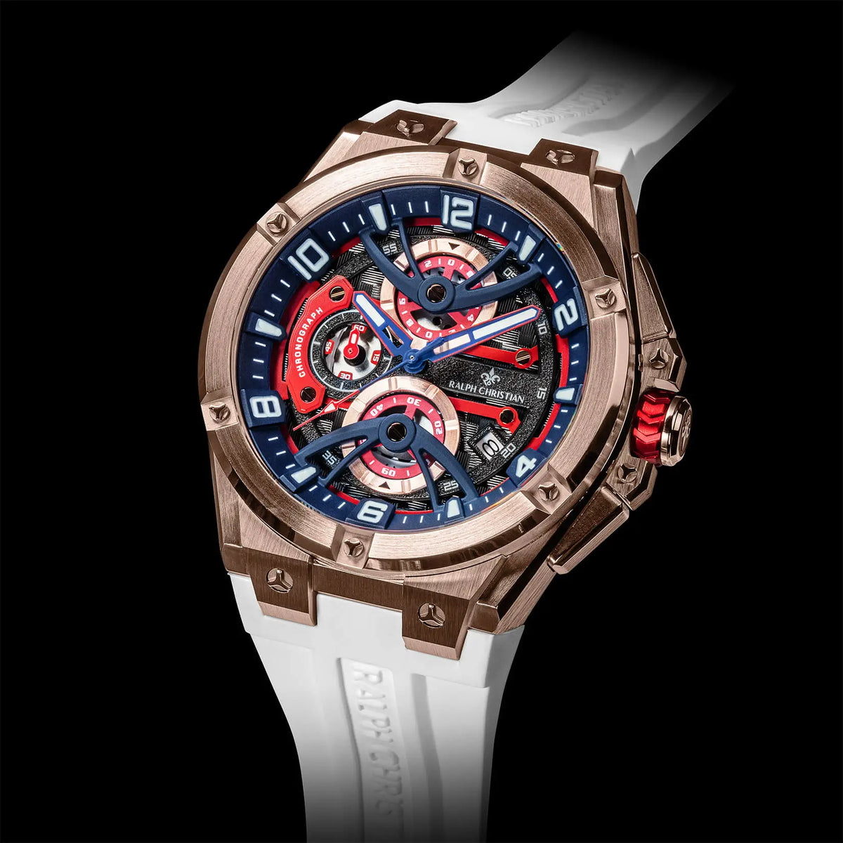 The Apex Chrono Polar White watch angle view