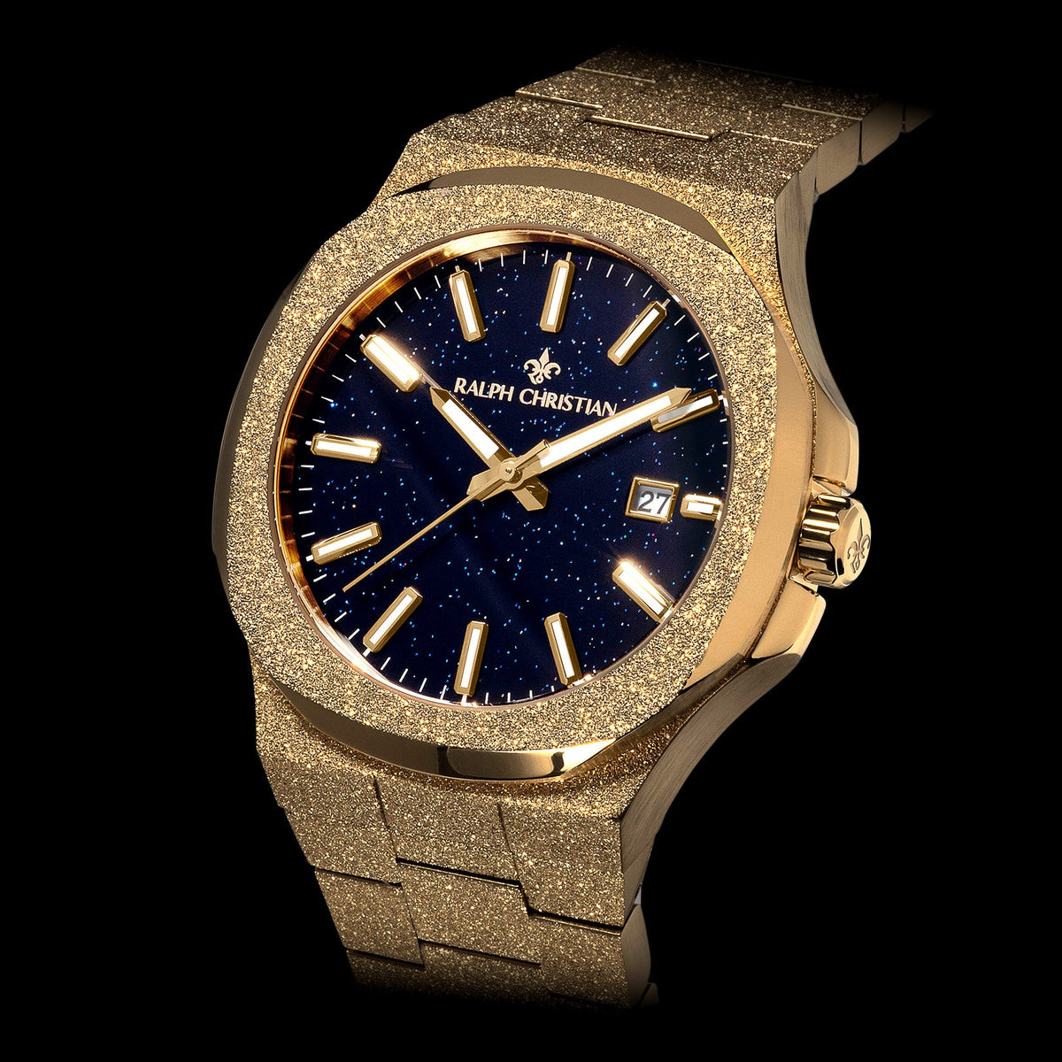 The Frosted Stellar Gold watch angle view
