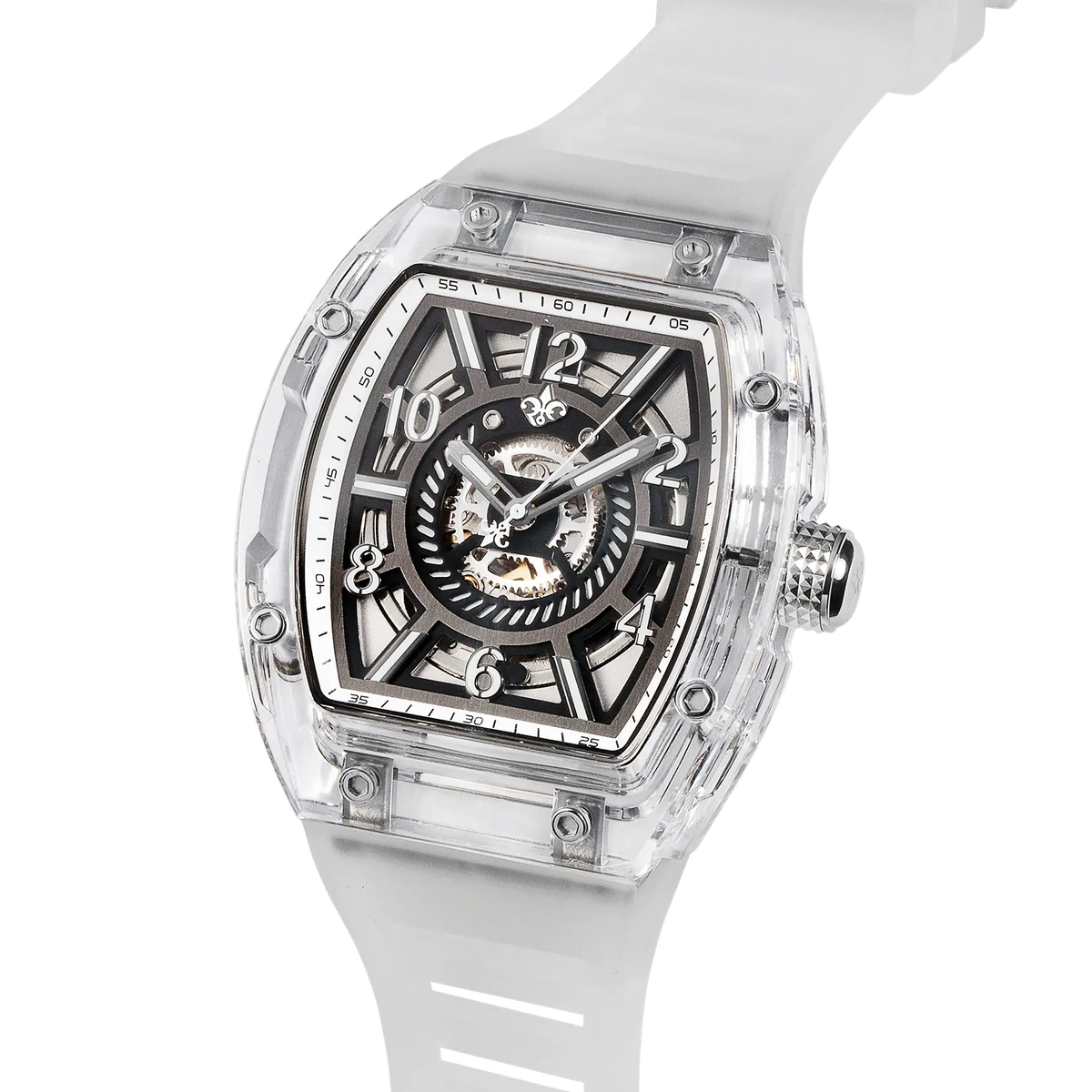 The Ghost Automatic Transparent White watch angle view