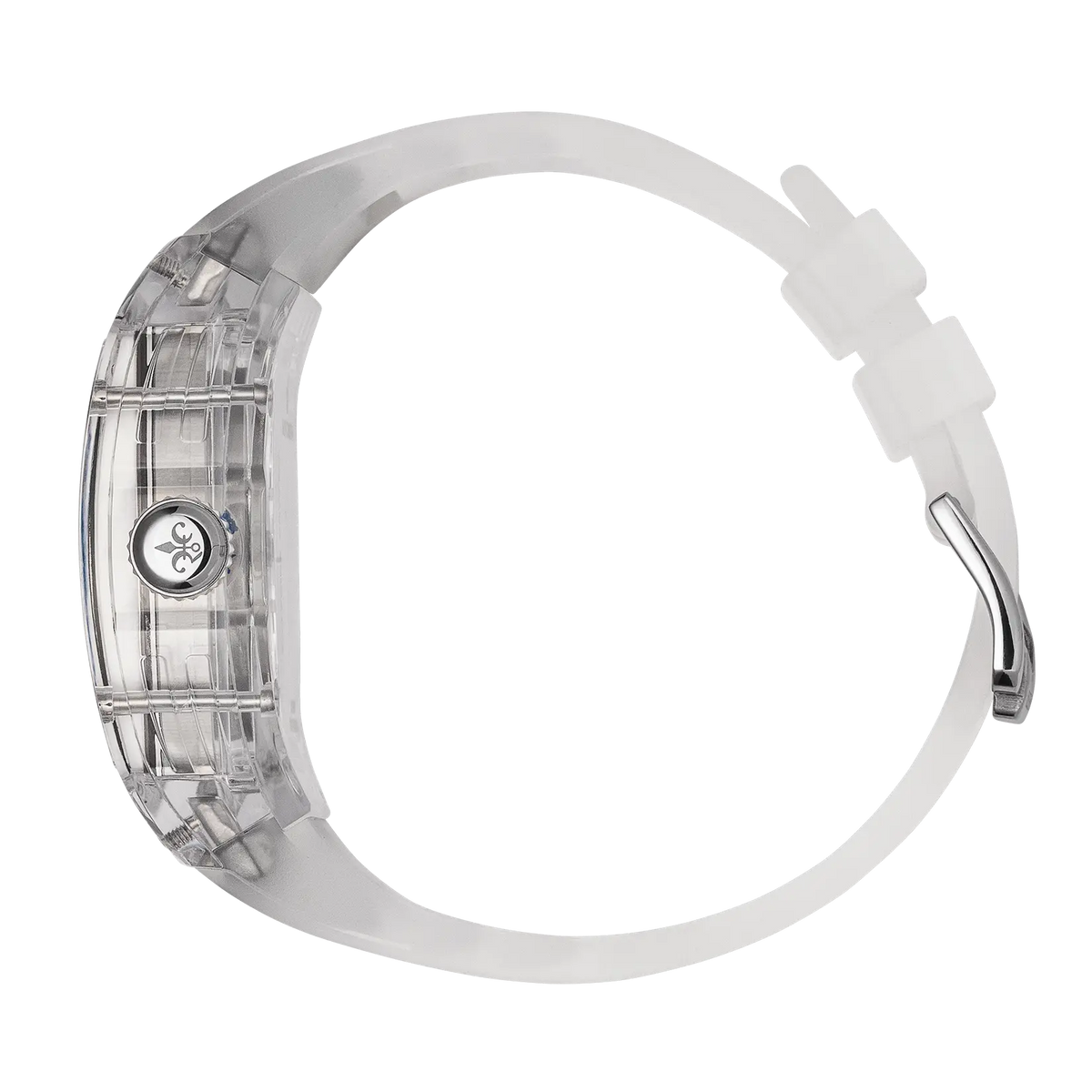 The Ghost Automatic Transparent White watch side view