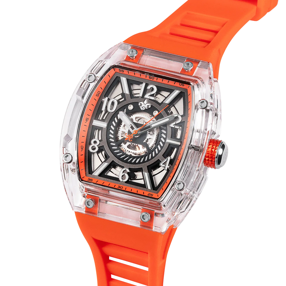 The Ghost Automatic Neon Orange watch angle view