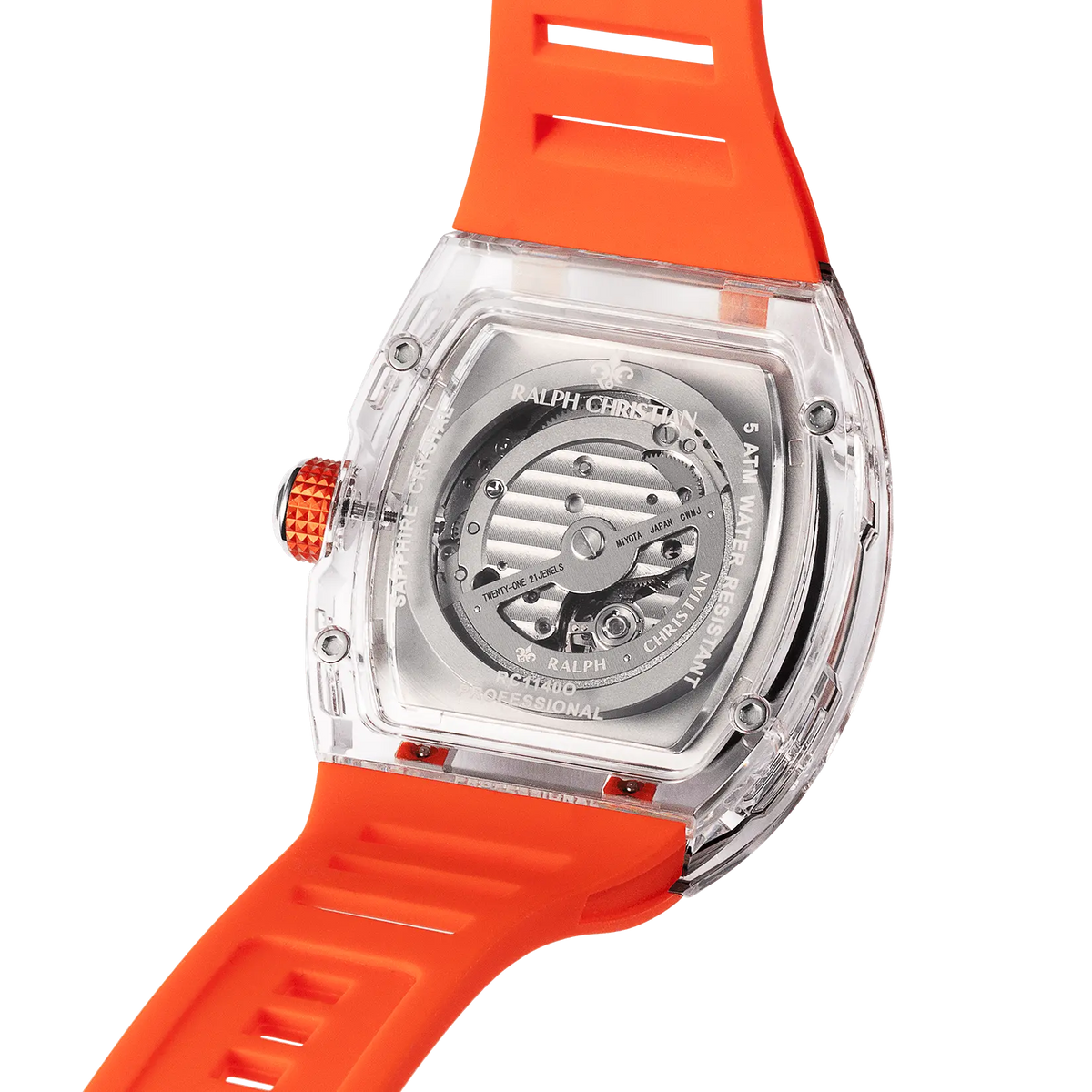 The Ghost Automatic Neon Orange watch rear view