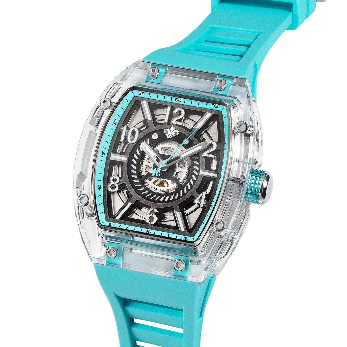 The Ghost Automatic Aqua Blue watch angle view