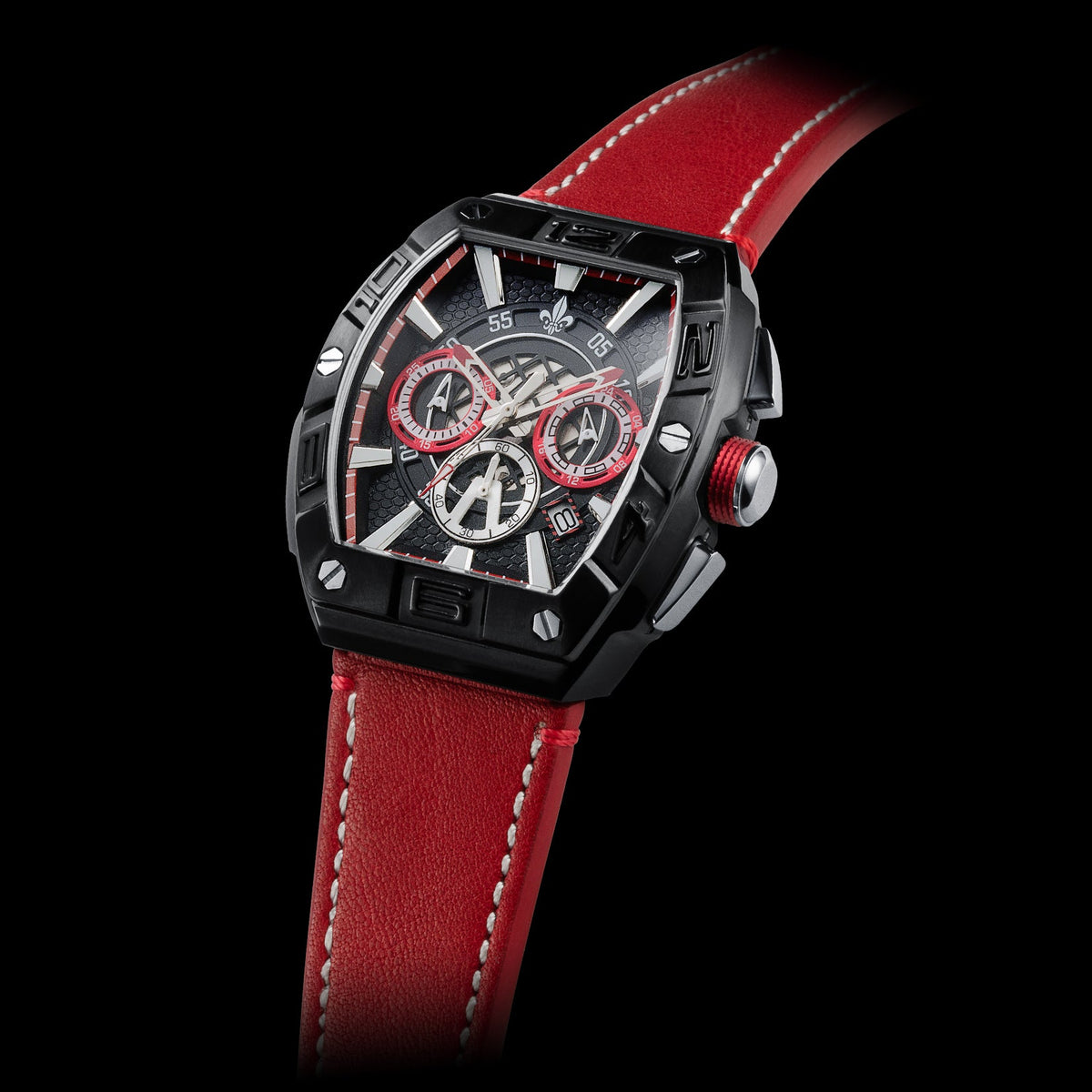 The Intrepid Chronograph Red watch angle view