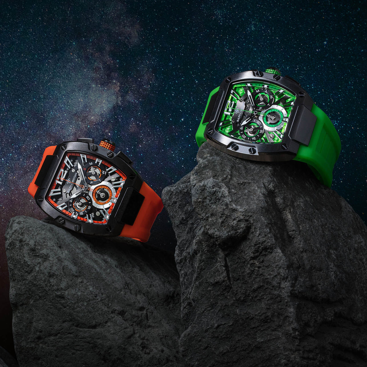 The Intrepid Sport Neon Orange and Lime Green lifestyle shot