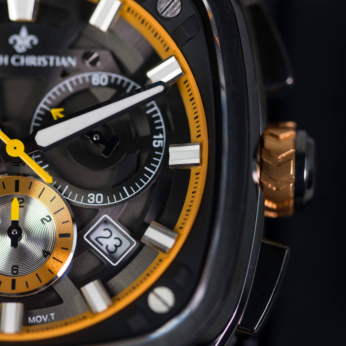 The Legacy Chrono Ember Shadow watch close-up detail alternate