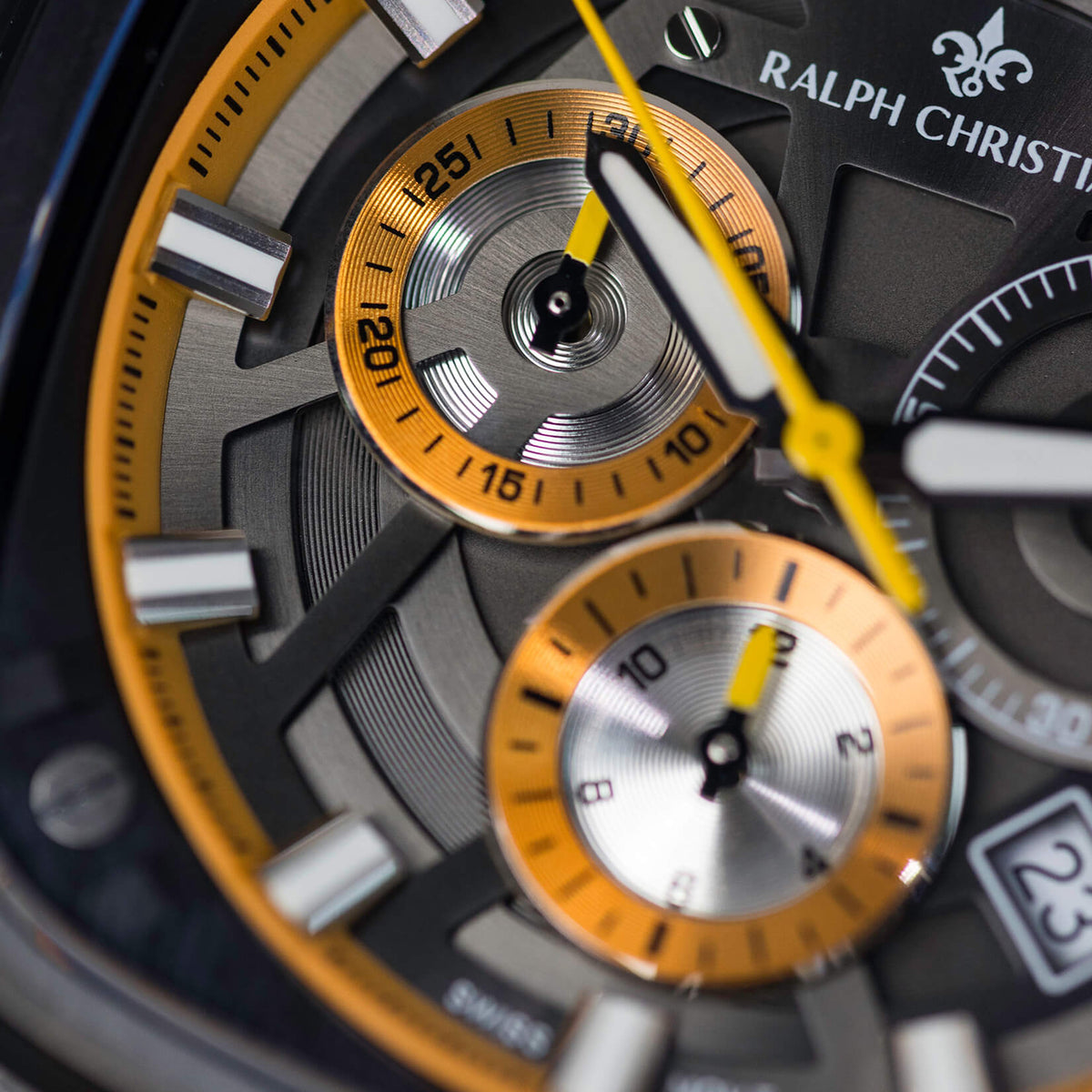 The Legacy Chrono Ember Shadow watch close-up detail