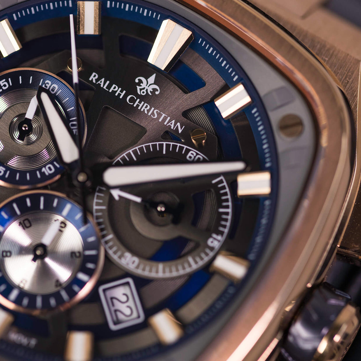 The Legacy Chrono Graphite Eclipse watch close-up detail
