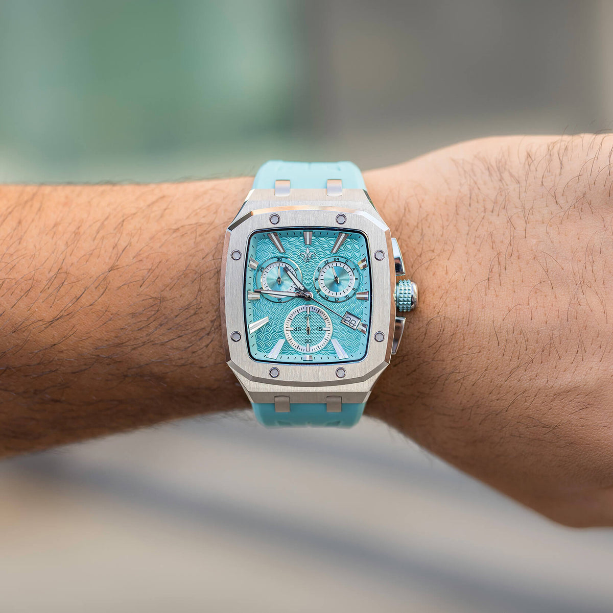 The Spectre Chrono Aqua Forge watch lifestyle shot second