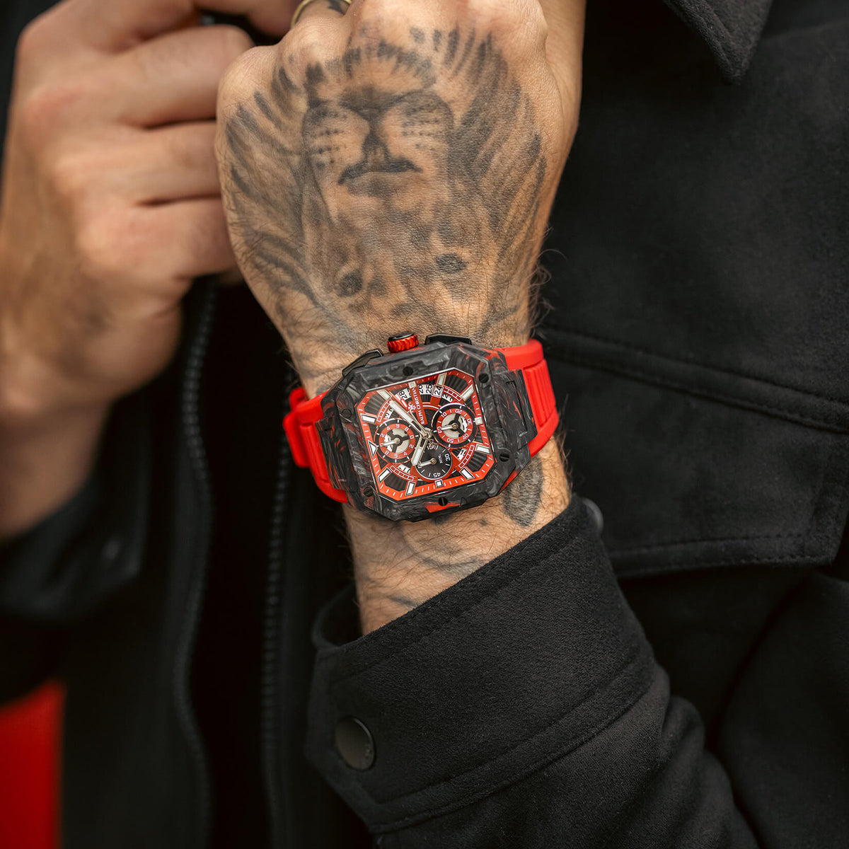 The Vanguard Carbon Chrono - Crimson Ember