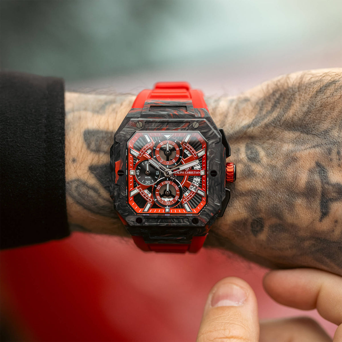 The Vanguard Carbon Chrono - Crimson Ember