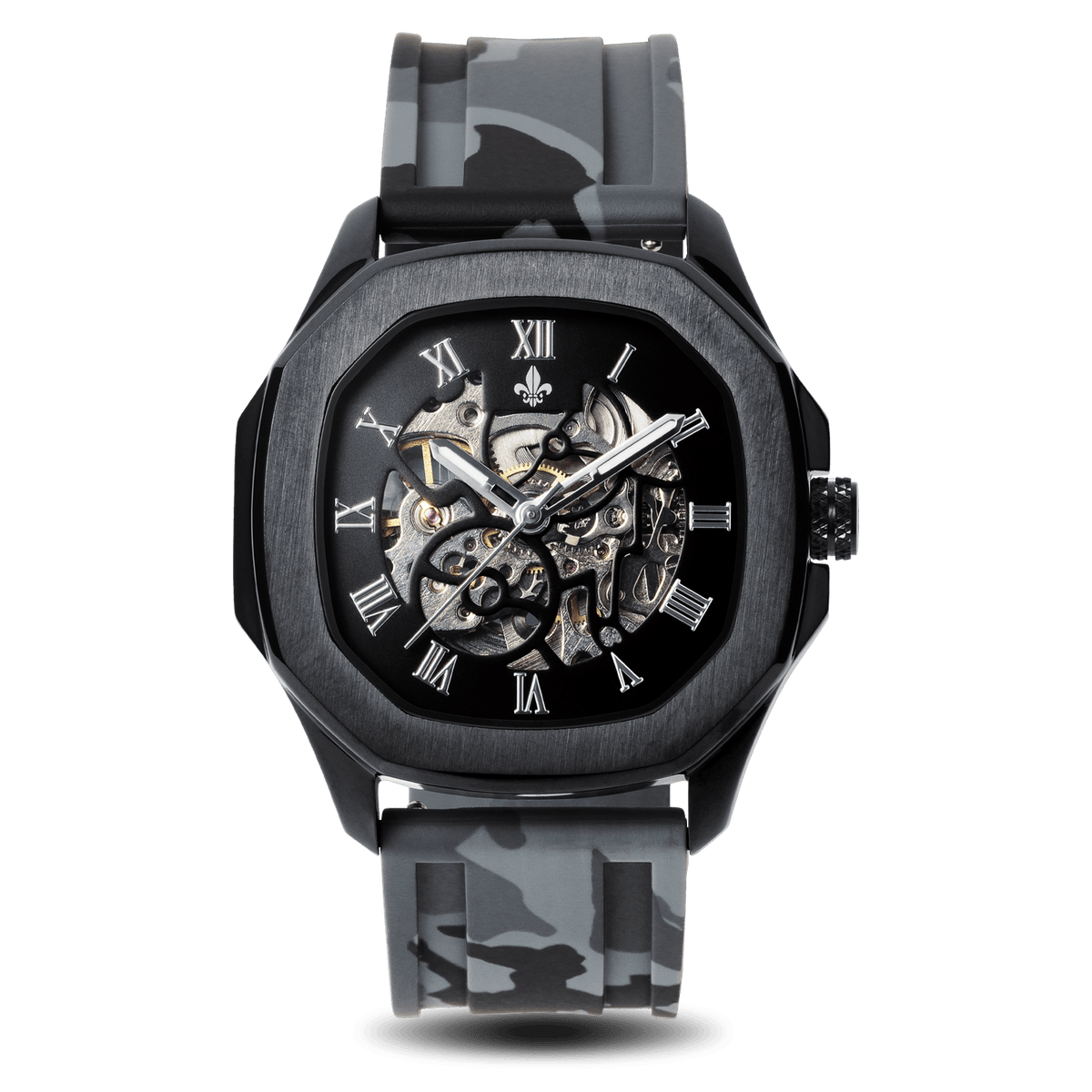 The Avalon Black + Grey Camo Strap