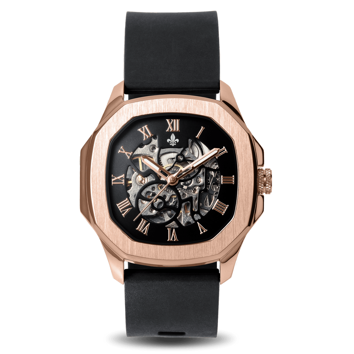 The Avalon Rose Gold + Grey Camo Strap
