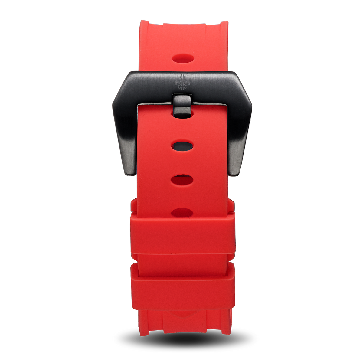 The Avalon Black + Red Silicone Strap
