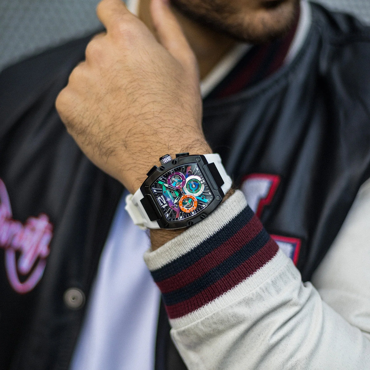 The Intrepid Sport Aurora Burst watch lifestyle shot second