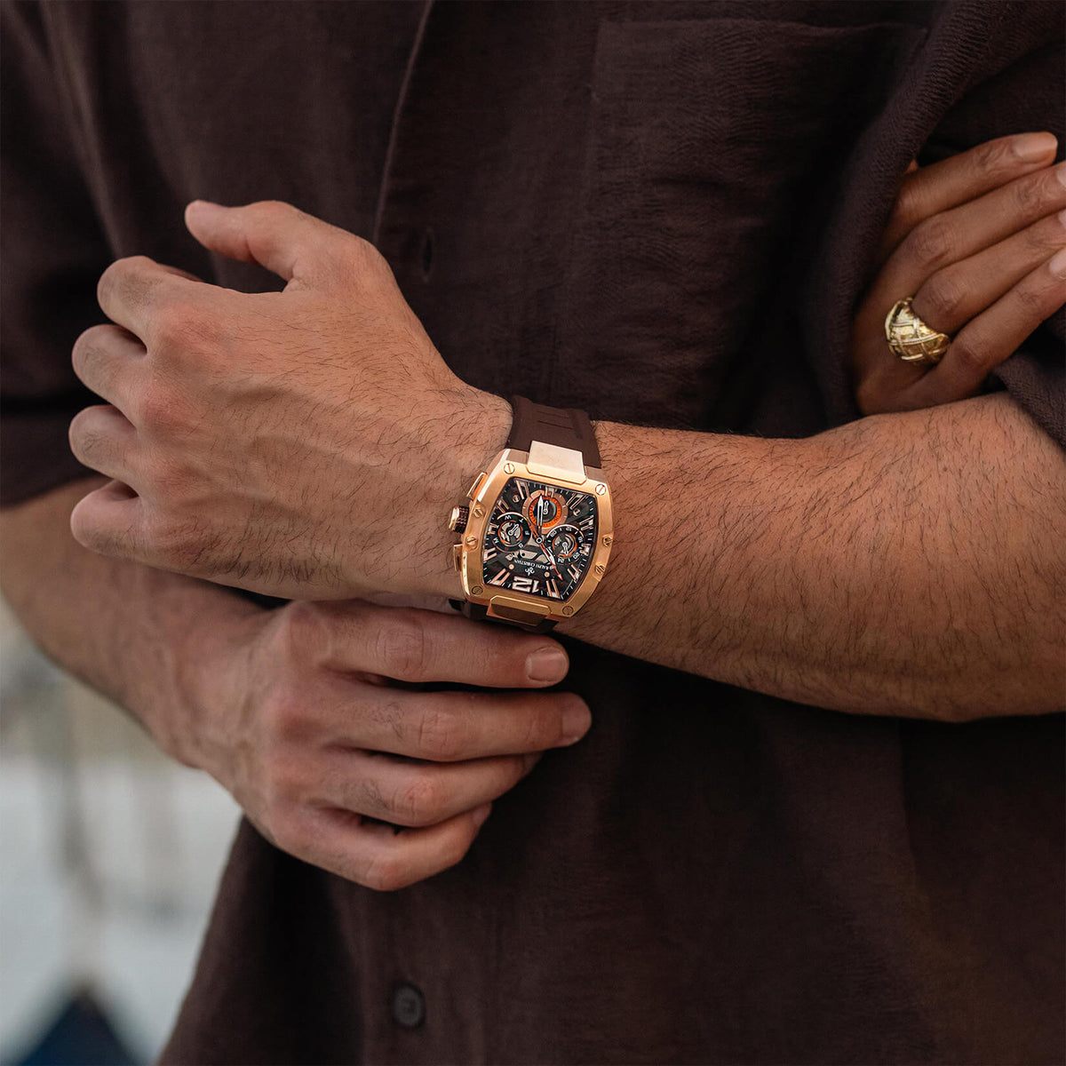 The Intrepid Sport Gilded Brown watch detail shot