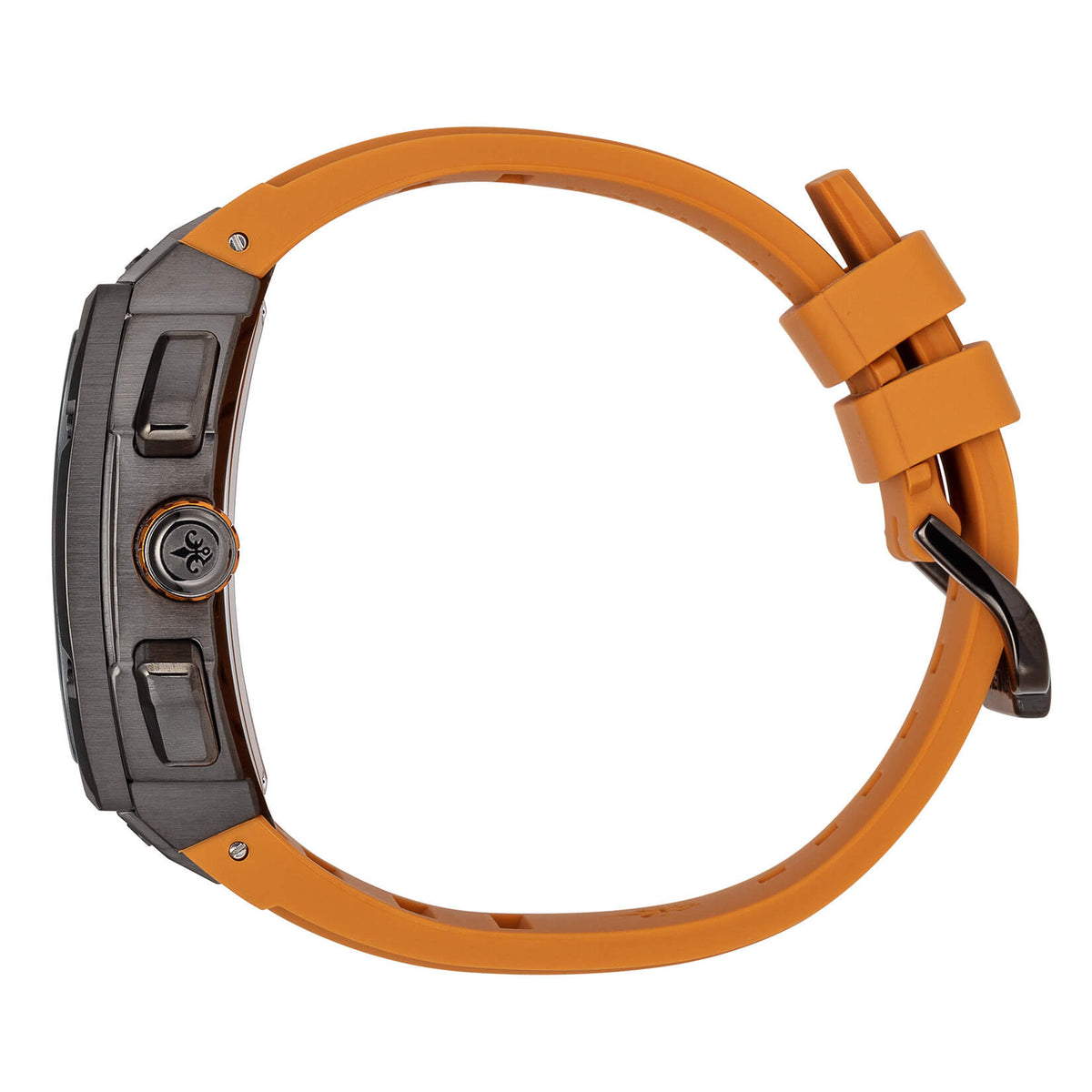 The Polaris Chrono Neon Orange watch side view