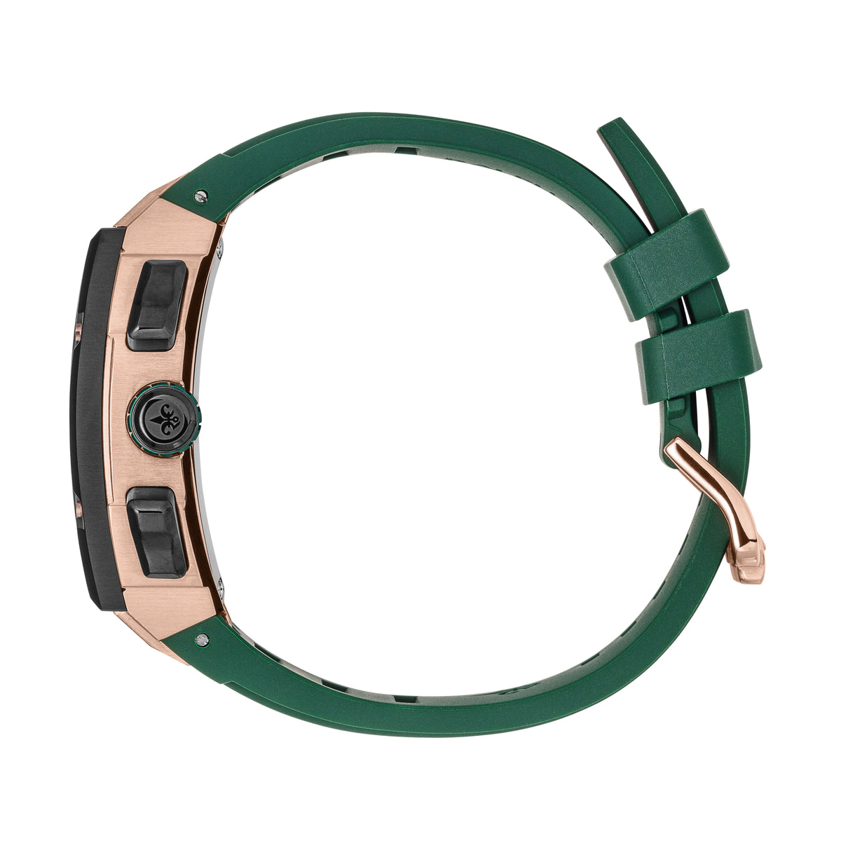 The Polaris Chrono Hunter Green watch side view
