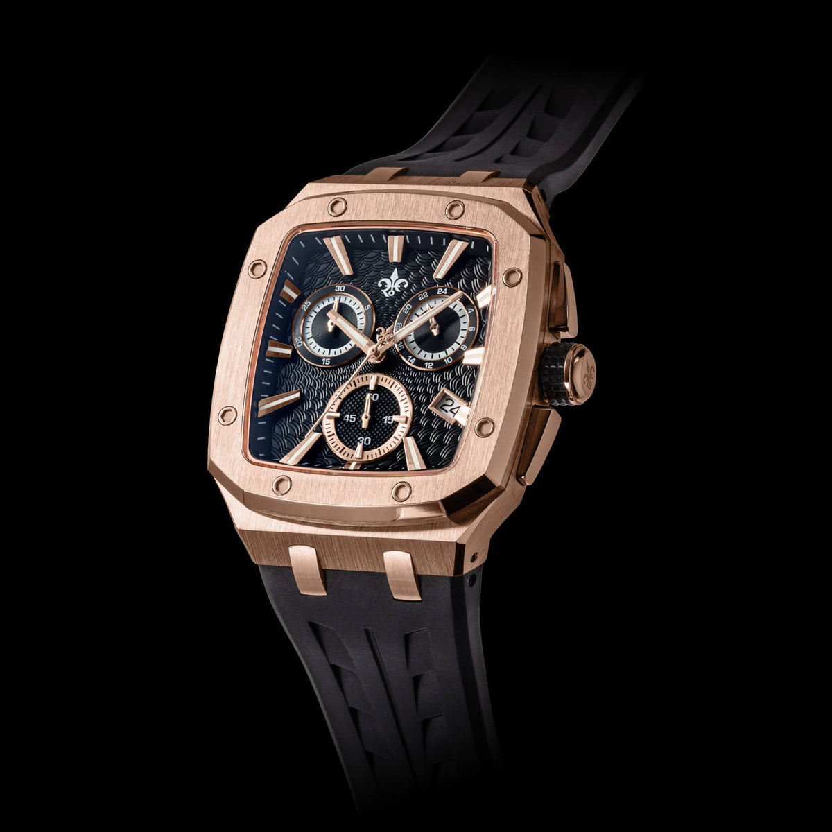 The Spectre Chrono Midnight Flame watch angle view
