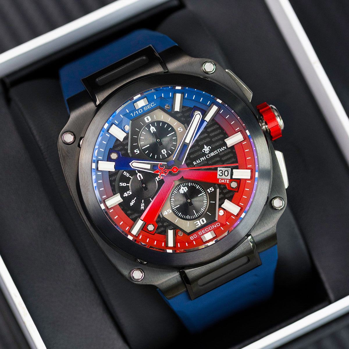 The Titan Chrono Hyperburst watch macro detail